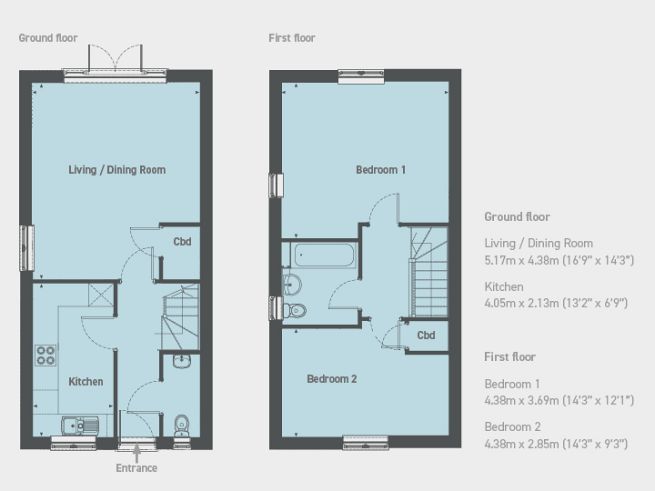 Floor plan 2 bedroom house - artist's impression subject to change